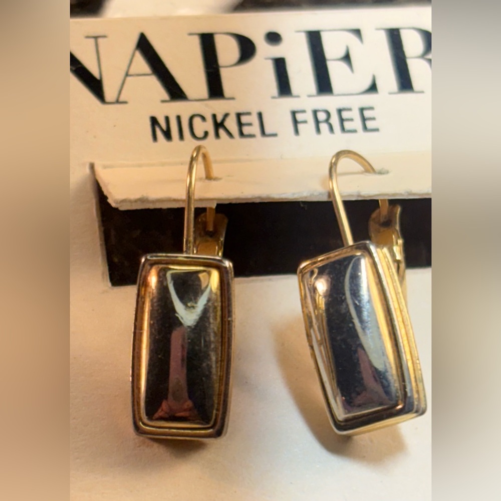 Napier Two-Tone Rectangular Earrings